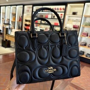 Coach Maggie Small Tote Bag Signature Leather CY670 Black new  new with tags